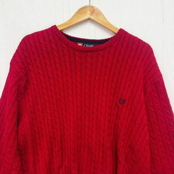 Chaps Red Knit Crewneck Sweater Size XL - Picture 2 of 9